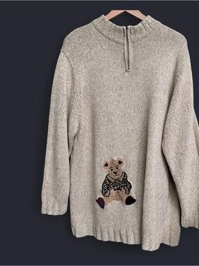 Vintage Novelty Teddy Bear Sweater Brown Animal Sweater Naturecore